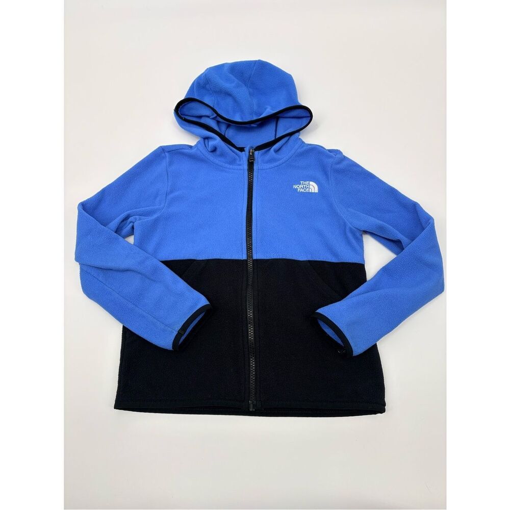 The North Face Kids Blue and Black Hooded Fleece Jacket